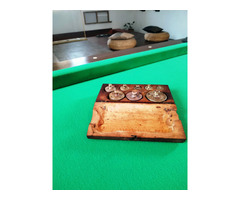 Antik réz mérlegsúly készlet fa dobozban