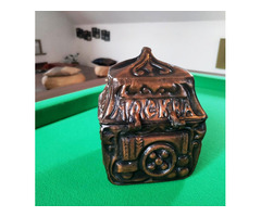 Vintage masszív fém nyitható díszdoboz ékszertartó 15×11 cm