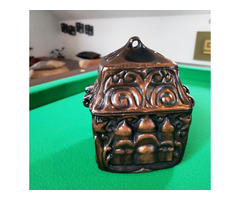 Vintage masszív fém nyitható díszdoboz ékszertartó 15×11 cm