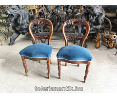 Neobarokk szék türizkék kárpittal 2 db