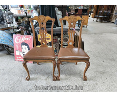 Neobarokk szék barna bőrkárpittal 2 db