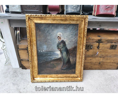 Szikszay Ferenc Hazavárás festmény arany ökörszemes keretben