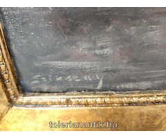 Szikszay Ferenc Hazavárás festmény arany ökörszemes keretben