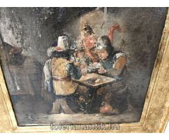 Aranykeretes íflamand festmény (Kártyázó katonák)