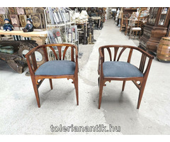 Szecessziós karfás szék szürke kérpittal 2 db