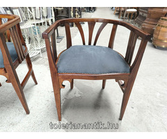 Szecessziós karfás szék szürke kérpittal 2 db