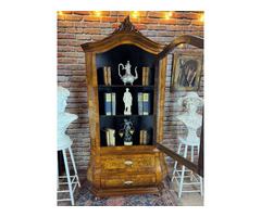 Restaurált Barokk intarziás vitrin, könyvszekrény.