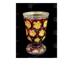 Bécsi rózsás biedermeier talpas kehely