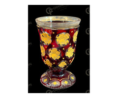 Bécsi rózsás biedermeier talpas kehely