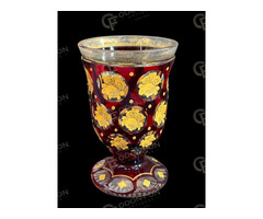 Bécsi rózsás biedermeier talpas kehely