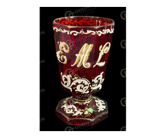 „Emlékül” feliratos biedermeier talpas kehely