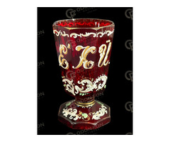 „Emlékül” feliratos biedermeier talpas kehely