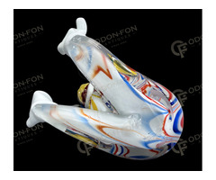 Kék sapkás, kézen álló bohóc figura – kisplasztika