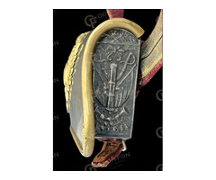 Osztrák–magyar lovassági tiszti ezüst töltény-, patrontáska (kartus) vállszíjjal