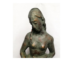 Hygieia görög istennő, bronz bevonatos antikolt felületű álló szobor