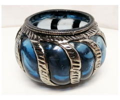 Mécsestartó Üveg fúvott pántolt váza Indiából