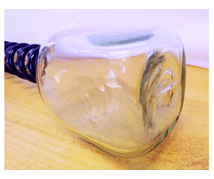 Antik huta fütyülős pálinkás palack, horpasztott oldalú igényesen megmunkált darab