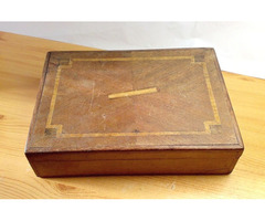 Furnérozott diófa ládika, mozdonyos fotóval, ékszeres, gyöngyöző ládikának, varródoboznak