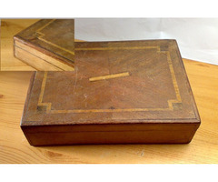 Furnérozott diófa ládika, mozdonyos fotóval, ékszeres, gyöngyöző ládikának, varródoboznak