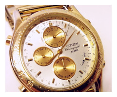 Retro minőségi karóra. Citizen Chronograph Alarm aranyozott újszerű karcmentes