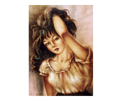 Régiség műtárgy. Végh Gyula festménye: Egzotikus szépség dús hajkoronával