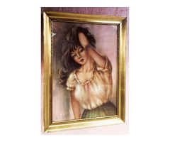 Régiség műtárgy. Végh Gyula festménye: Egzotikus szépség dús hajkoronával