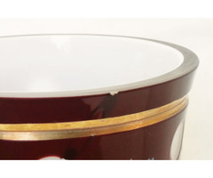 BOHEMIA bordó, stílusos, medalionos pohár biedermeier stílusban, apró hibával