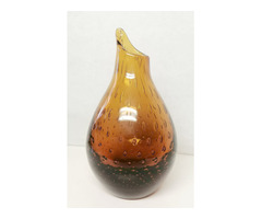 Gyönyörű borostyánsárga, körte alakú váza