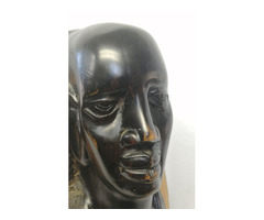 Befejezetlen faragott keményfa szobor, egyedi egzotikus kézműves ritkaság