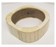 Indiai kézműves munka Egzotikus csont karperec rózsafa gyűrűvel