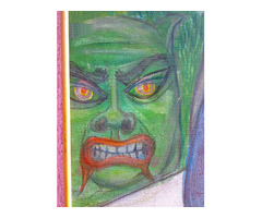 Modern Expresszionista festmény. Sara Godthart: Ablakon kitekintő nő