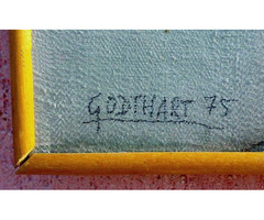 Modern Expresszionista festmény. Sara Godthart: Ablakon kitekintő nő