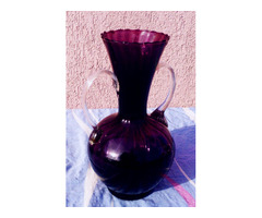 Ametisztlila kétfüles kancsó Empoli Italy, dekoratív ritkaság a vitrinedbe