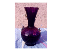 Ametisztlila kétfüles kancsó Empoli Italy, dekoratív ritkaság a vitrinedbe