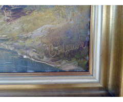 Patak a déli dolomitoknál, romantikus tájkép Németországból olaj-vászon szignálva, keretezve