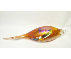 Huta cseppforma. Óriás narancsos színű karácsonyfa függeszték. Antik Muránói kézműves munka