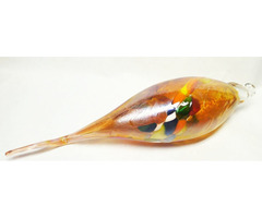 Huta cseppforma. Óriás narancsos színű karácsonyfa függeszték. Antik Muránói kézműves munka