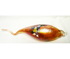 Huta cseppforma. Óriás narancsos színű karácsonyfa függeszték. Antik Muránói kézműves munka