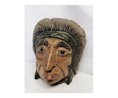 Tecumseh Indián törzsfőnök, természetes keményfa szobor egzotikus ritkaság