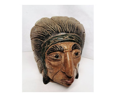 Tecumseh Indián törzsfőnök, természetes keményfa szobor egzotikus ritkaság