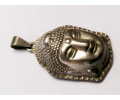 Antik Indiai ékszer. Ezüstözött Buddha üreges medál