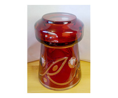 Antik Cseh Bohemia. Vastag falú metszett rubinvörös pohár 1870-es évek