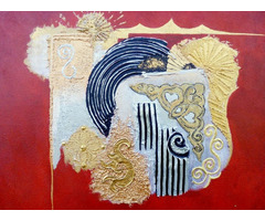 Modern absztrakt festmény kompozíció Olaszországból. Barokk hatású ritkaság