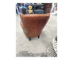 Barna bőr kis fülesfotel