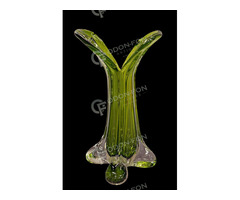 Mid-century zöld/színtelen színű váza