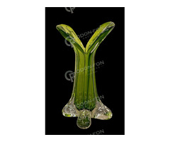 Mid-century zöld/színtelen színű váza