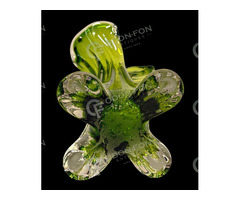 Mid-century zöld/színtelen színű váza