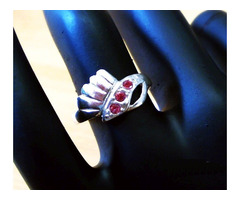 Ezüst női gyűrű, Pink köves apróság, Magyar 925-ös sterling ezüst