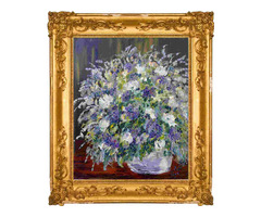 Modern kortárs festmény. Tavaszi virágok. Gustav Seitz Német festő alkotása