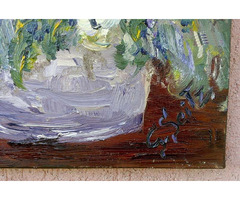 Modern kortárs festmény. Tavaszi virágok. Gustav Seitz Német festő alkotása